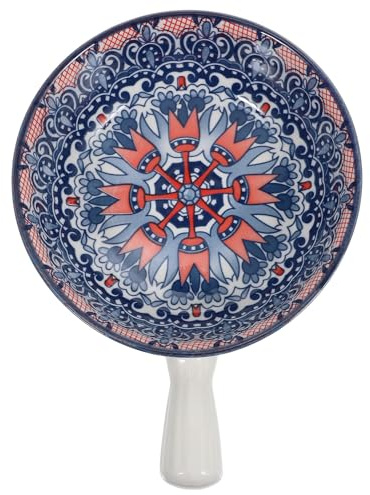 GARVALON Ciotola in Ceramica con Manico Blu Versatile per Colazione Zuppe e Insalate Adatta Microonde e Lavastoviglie per Casa e Ristorante