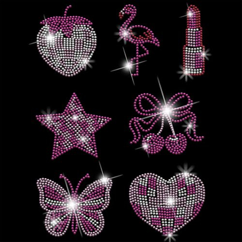 SUPERDANT Strass Transfer zum Aufbügeln Schmetterling Liebe Erdbeere Glitzer Strass Hotfix Transfer Patch Applikationspatch Mit Kristallen Für Kleidung T Shirts Hoodies Jacken Taschen Kissen 32x23.8cm