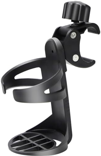 Portavasos para Silla de Ruedas y Andador, Ajustable Pp Negro | Botellas y Tazas, Abrazadera Ligera Multiuso, Uso en Carrito y Bicicleta