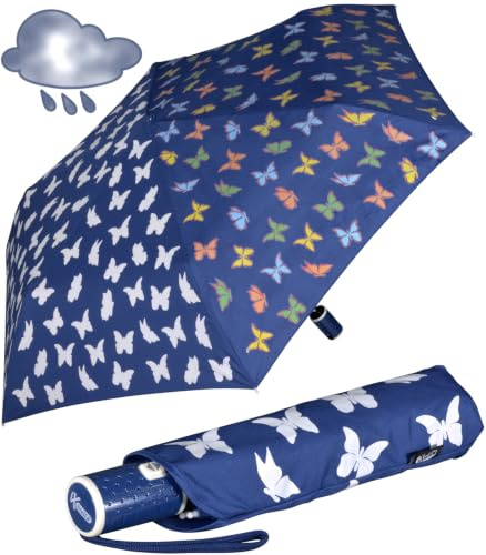 iX-brella Automatik Kinderschirm Safety Reflex extra leicht mit Farbänderung bei Nässe - Schmetterlinge
