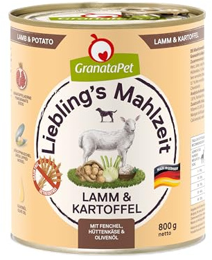 GranataPet Liebling's Mahlzeit Agneau & Pomme de Terre, 6 x 800 g, Nourriture Humide pour Chien, sans céréales et sans Sucre, Aliment Complet à Haute teneur en Viande et huiles de qualité supérieure