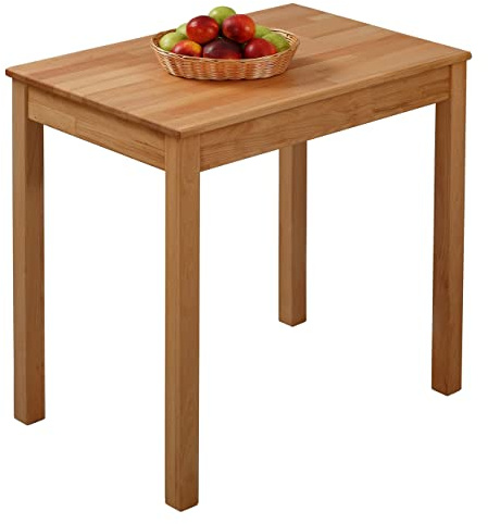 KROKWOOD Solid Wood Table Tomas - Sturdy and Stable Wooden Dining Table - Mounting Hardware Included (Beech, 75x50x75 cm)