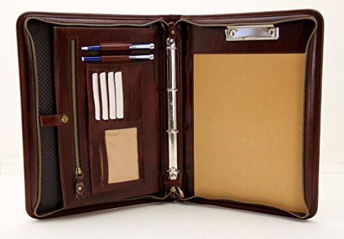 Conference Folder A4,Italian Leather Folder,Ring Binder A4,Clipboard (Brown)