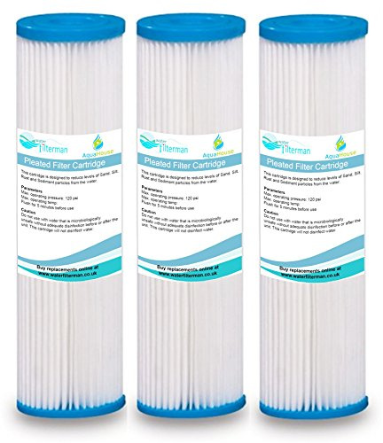 3X AquaHouse 10 Pleated Water Filter Cartridge for Sediment Filtration, Bio Diesel, Rain Water - 10 Micron
