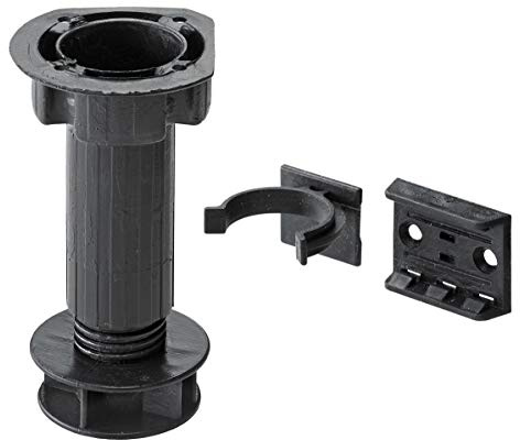 Hettich 9219628 Sockelverstellfuß Set (Möbelfuß) -4 STK, 100-120 mm, max. 200kg, Kunststoff, inkl. Clips, schwarz