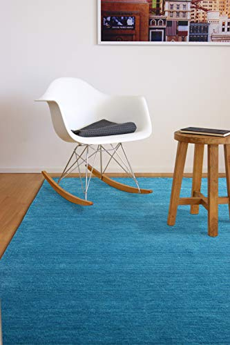 floor factory Gabbeh Matta Karma turkos blå 200x200 cm handvävd av 100% ny ull
