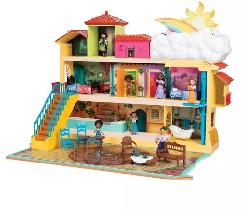 Encanto Disney – Casa de Muñecas Familia Madrigal con Mecanismo Interactivos – Este Pack Incluye 15 Accesorios, Luces y Música de la Película de Encanto - Juguete para Niñas 3 años +
