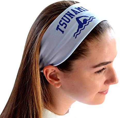 Funny Girl Designs Design Your Own Personalized SWIMMING Cotton Stretch Headband with GLITTER TEXT