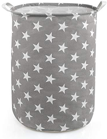 NEWSTYLE Secchio Cilindrico di Tela, Cesti per Portabiancheria, Scatole di Immagazzinaggio Organizzatore Lavanderia e Giocattoli Bambini Stoccaggio Cesto Portaoggetti, pieghevole
