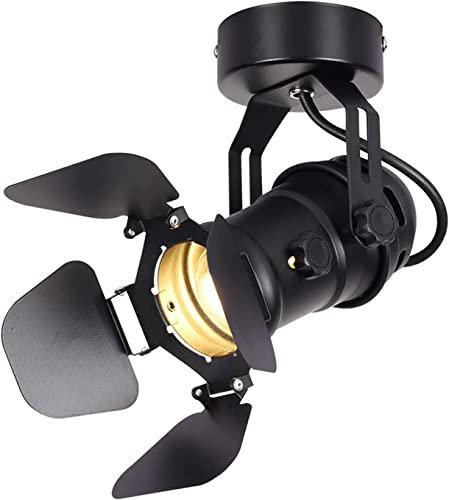 Faretti LED da Soffitto Orientabili, Lampada da Soffitto Industriale con E27 5W Bianco Caldo, Plafoniera Moderna Angolo Su e Giù Regolabile in Metallo Faretto da Parete per Cucina Corridoio Shop Bar