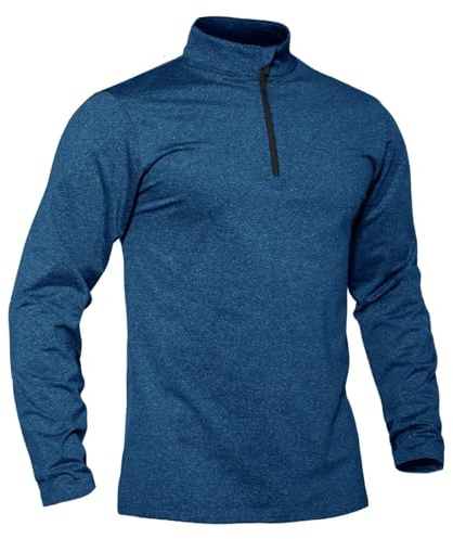 TACVASEN Pullover Herren Langarmshirt Half Zip Fleece Winterpullover Warm Atmungsaktiv Sport Sweatshirt mit Stehkargen