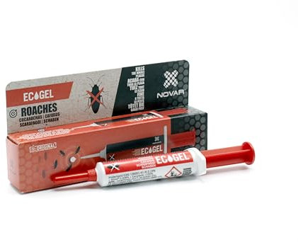 NOVAR ECOGEL Jeringuilla contra cucarachas | Eficacia Profesional| Elimina 50 cucarachas con una Sola Gota, insectos | 10 gr Ecopack