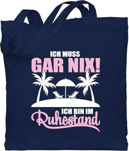 Shirtracer - Baumwolltasche - Rentner Taschen - Ich muss Gar nix! Ich bin im Ruhestand - mit Palmen - weiß/rosa
