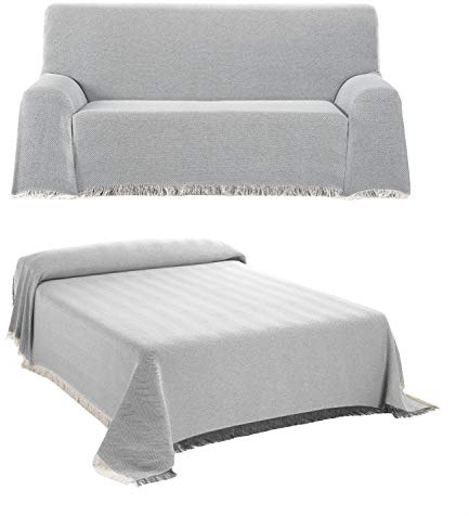BEAUTEX Tagesdecke - Wohnzimmer Decke aus Baumwolle, Praktischer Überwurf als Sofadecke oder Couchdecke - Bed Throw Blanket - Hochwertiger Bettüberwurf in Grau, 180 x 260 cm