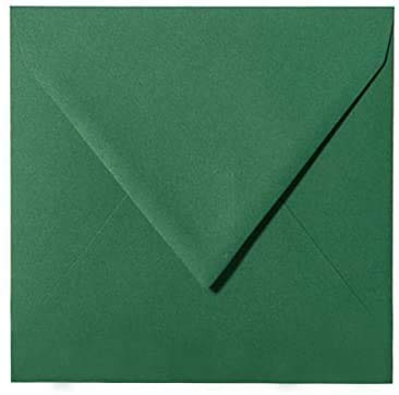 15 x 15 cm Briefumschläge, Umschläge,quadratisch, naßklebend,eingeschweißt - Dunkel Grün ; 25 Stück