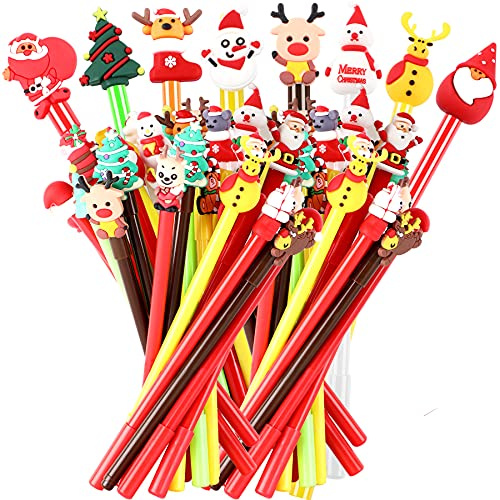 SANNIX 50 Stück Weihnachts-Cartoon-Gel-Tintenroller für Kinder, Geschenk, Schule, Büro, Heimbedarf, Schneemann, Weihnachtsbaum, Elch, Weihnachtsmann, Weihnachtsmütze (25 Stile) | Schwarze Tinte, für Studenten, Lehrer, Schule, Klassenzimmer, niedliche Urlaubsstifte, Weihnachtsgeschenke, Tütenfüller