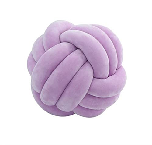 YZDKJ Weiche Hand gewebt Knotenkissen Kugelkissen Bett gefüllt Kissen Home Decor Kissen Kugel Plüschwurf Geknotete Kissen Nordische Art (Color : Purple, Size : 35cm)