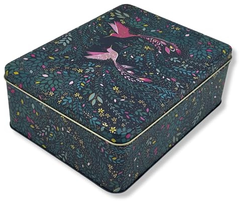 MediMuc Sara Miller design presentförpackning – noggrant utformad rektangulär – kolibri – kaklådor – mått 19,5 x 15,4 x 7,5 cm