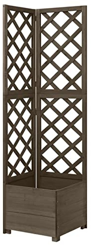 Kstyhome Jardinera de Enrejado de Esquina, Jardineras Exterior, Celosias para Jardin, Maceteros, Jardinera Vertical, Jardinera con Celosia, Madera Abeto Gris 40x40x150 cm
