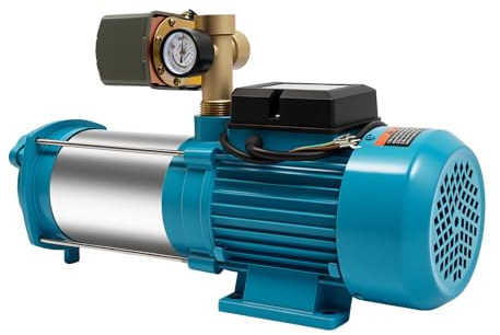 Professionell trädgårdspump 1 300 W 4 000 l/h 9,8 bar jet pump pumpstation tryckmätare centrifugalpump med tryckmätare