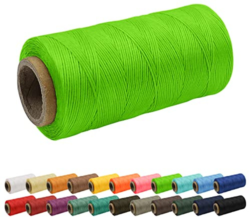 Uiopa 1mm x 260m Wachsfaden, 150D Flache Sattlergarn Ledergarn Gewachst, Leder Nähen Faden Gewachste Schnur für Nähprojekte, Buchbinderei, Schuhreparatur, Schmuck