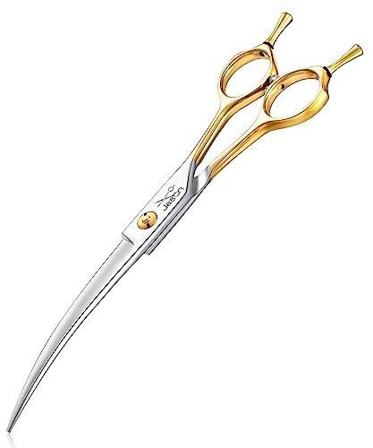 JASON Forbici curve da 19,1 cm per toelettatura del cane, professionali e curve verso il basso, con manico simmetrico, affilate e confortevoli