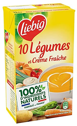 LIEBIG Velouté 10 Légumes Et Crème 1L - Soupe en brique riche en saveurs et légumes, parfait pour un repas savoureux et équilibré. - Lot De 4 - Vendu Par Lot
