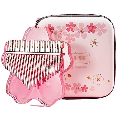 Wudaizhi Nettes Daumen Klavier Kalimba 17 Key Pink Cherry Blossom Form Transparenter Mini -Finger Klavier Kalimba Instrument Für Kinder Weihnachtsgeschenkideen