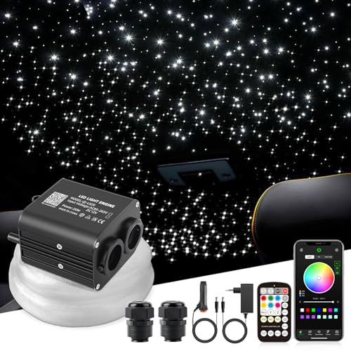 SUNKENET 20W Twinkle Sternenhimmel Auto, 800pcs*0.75mm*4m Sternenhimmel Glasfaser RGBW Bluetooth-APP/Fernbedienung Led Glasfaser Licht für Auto/Decke/Theater