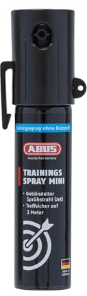 ABUS Spray de Entrenamiento para Spray defensivo SDS80 Mini para repeler Animales – con Chorro de pulverización Jet para hasta 3 Metros de Alcance – Cabe en pequeños Bolsillos de Mano y Chaqueta