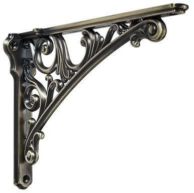 Khtumeware Regalhalterung, 15,2 cm, dekorative Halterungen für Regale, robuste Vintage-kunstvolle Regalhalterung, Hardware im Lieferumfang enthalten, 2 Stück, gebürstetes antikes Bronze-Finish, 15 x
