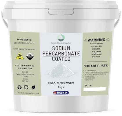 Customchem 2KG - Sodium Percarbonate Pure Granular Coated Oxygen Bleach Cleaner Stain Remover
