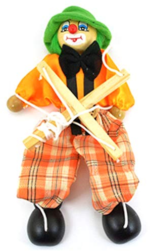 Ziehschnur-Puppe, Clown-Marionette, Lustige Clown-Marionette, Bastelspielzeug, Gemeinsame Aktivitätspuppe Kinder, Weihnachten, Geburtstag, Party (orange)