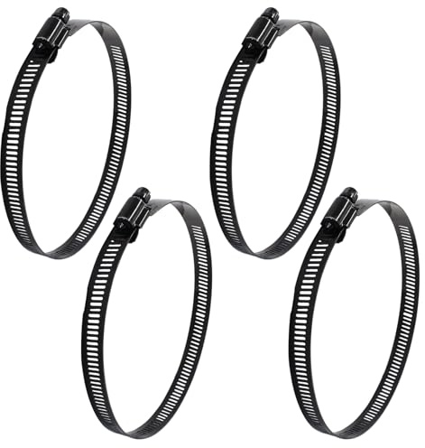 Litoexpe Schneckengetriebe-Schlauchschelle aus Edelstahl, 12,7 cm, verstellbar, 105–127 mm Größenbereich, Kraftstoffleitungsklemme für Sanitär, Automobil- und mechanische Anwendungen, Schwarz, 4 Stück | 105–127 mm Bereich, Edelstahl, für Sanitär- und Automobilindustrie