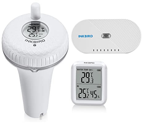 Inkbird WiFi Poolthermometer Schwimmend, IBS-P01R mit IBS-M1 WiFi Gateway Kombinationsset, Pool Thermometer Wlan mit App und Kabellosem Empfänger