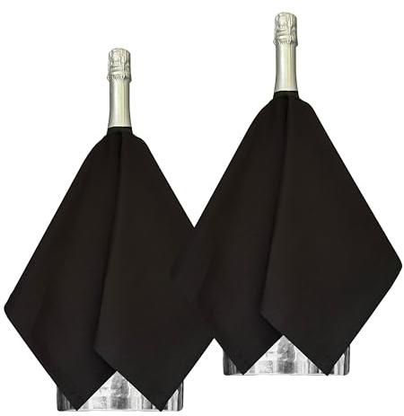 BOTTLECLOTHS - Original Collection, Chiffons pour Bouteilles pour Seaux à Glace, Coton, 54 cm, Trou Central, Cercle Piqué (Noir, Paquet de 2)