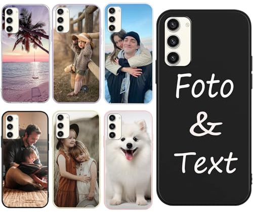 DCPPCY Personalisierte Handyhülle für Samsung Galaxy A32 5G Hülle Personalisierte,mit Eigenem Foto Bild Text Individuelle Schutzhülle Schwarz Silikon Handyhülle Selbst Gestalten Text Custom Case