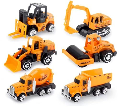 Lot de 6 Véhicules de Construction en Métal Moulé sous Pression, Véhicules de Chantier en Métal, Engins de Chantier Jouet, Voiture Jouet Enfants, Cadeau Jeu Educatif, Pour les Enfants Plus de 3 ans