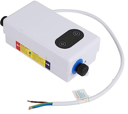 lyrlody Calentador de Agua Eléctrico sin Tanque, 3400W, Calentamiento Instantáneo, Acero Inoxidable, Función de Memoria, Ahorro de Energía