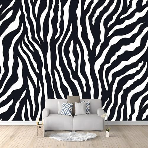 Zebra Stripes Animal Print Theme Photo Wallpaper - 150 x 105 cm Non-Woven Premium Fleece Wall Mural - Tiger Skin Style Art Print Bedroom Living Room Decoration Poster