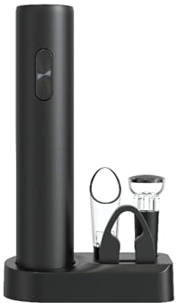 Trendi Electric Wine Opener Set - Battery-Operated Stainless Steel Corkscrew with Foil Cutter, Wine Aerator, Vacuum Stoppers & Storage Base - Barware, Automatic, Reusable Wine Bottle Opener