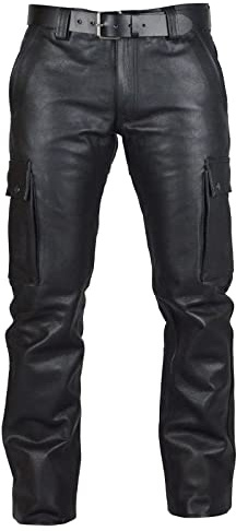 Pantalon en Cuir Homme Ensemble Long - Pantalon Biker Homme Cuir : PU Pantalon de Travail Rétro Pantalon de Moto Slim Fit Pantalon de Jogging Doux Pantalons de Loisirs Grandes Tailles Jeans de Biker