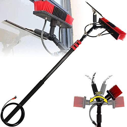 DMMFTERL Window Cleaning Pole, Water Fed Telescopic 2 in 1 Brush Squeegee Attachment Professional Extendable Cleaner Conservatory Roof-12FT(3.6m)