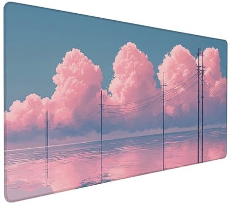 Rosa Schreibtischunterlage Wolke Mousepad Groß 1000x500x3 mm XXL Mauspad mit Wasserdicht rutschfest Gummibasis, für PC MacBook und Laptop Mousepad Gaming Zubehör für Büro Deko Aesthetic Gifts Z-402