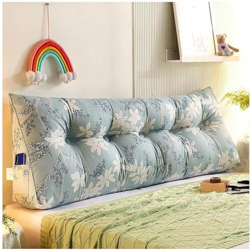 Rückenkissen, Keilkissen für Bett Sofa Großes, Abnehmbarem Bezug Kopfteilkissen, Lendenkissen Rückenlehne Dreieckigen, Lesekissen, Keilkissen Mit Seitenfach,B,180cm