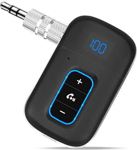 Vemfay Ricevitore Bluetooth Auto Aux Ricevitore BT 5.3, Adattatore Auto Jack 3.5 mm, Adattatore Bluetooth per Stereo/Cuffie Cablate/Altoparlante