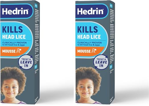Hedrin Treat & Go Leave-in Mousse, Fast, No Fuss Lice & Nit Treatment, Kills Head Lice & Eggs, Clinically Tested, Suitable for Adults & Children, 1 x 100ml (4 x 25ml Treatments) (Pack of 2)
