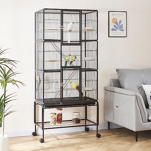 Panana Extra Large 3-Tier Cage for Rats, Ferrets, Chinchillas, Guinea Pigs - Small Animal Habitat with Wheels and Ladders, 175CM Height (Black)