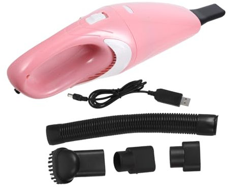 Luxshiny Aspirapolvere Portatile per Auto USB Ricaricabile Mini Aspiratore Maneggevole per Uso Secco e Umido R Rosa Compatto e Leggero per Pulizia Interni Auto e Casa