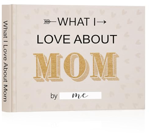 Artmag What I Love about Mom Book, Fill-in-the-Blank Love Journal Book for Mom Mother's Day Birthday Christmas Gifts Stocking Stuffer for Mother (Beige)